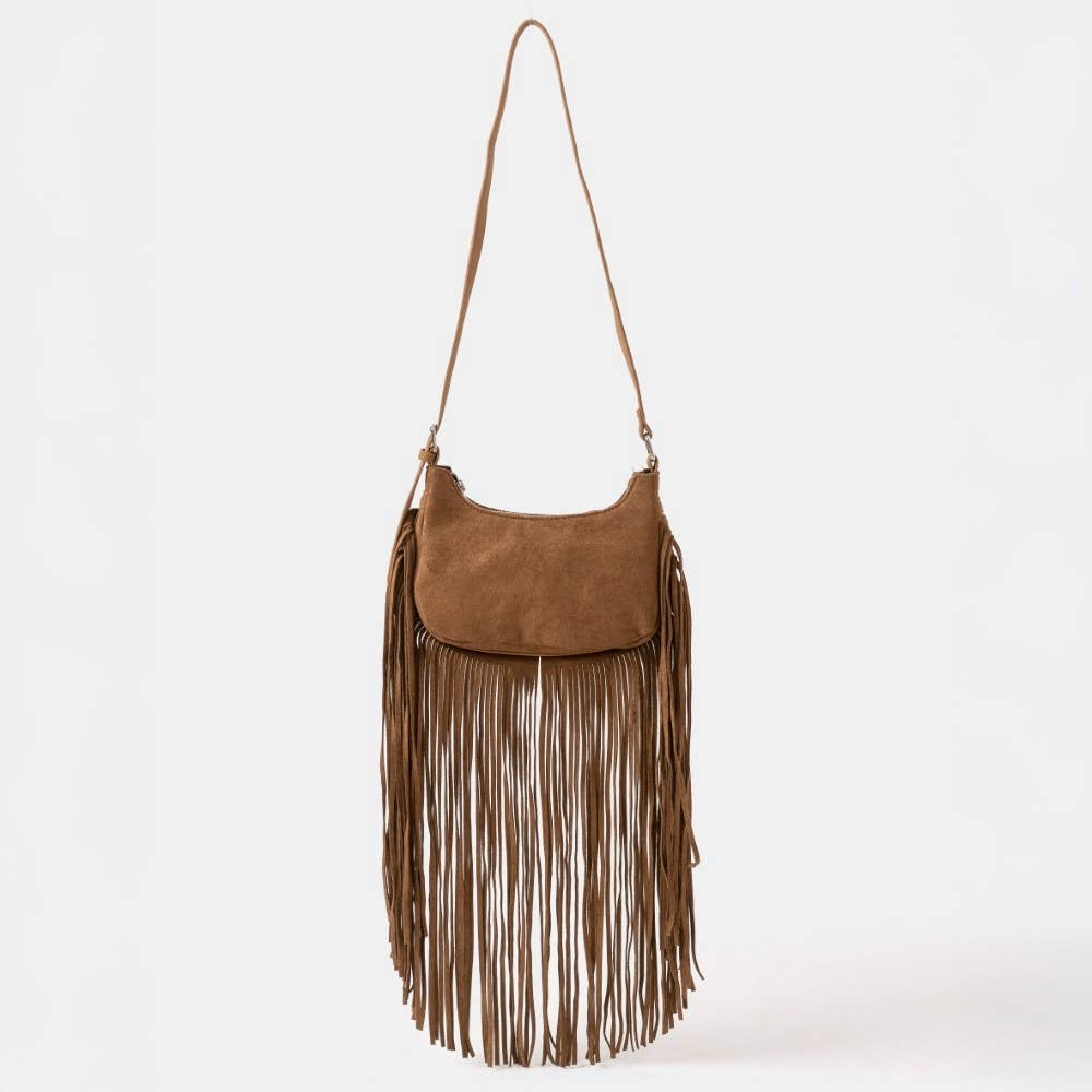 Suede Fringe Crossbody Bag