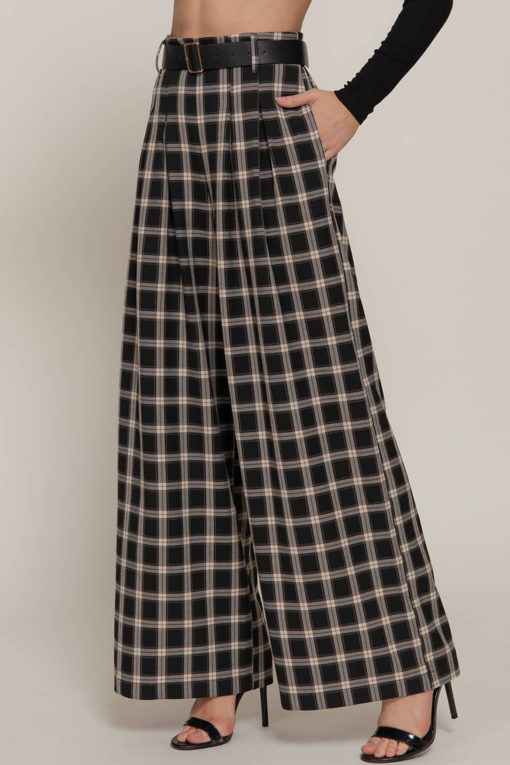 Plaid Wide Leg Pants