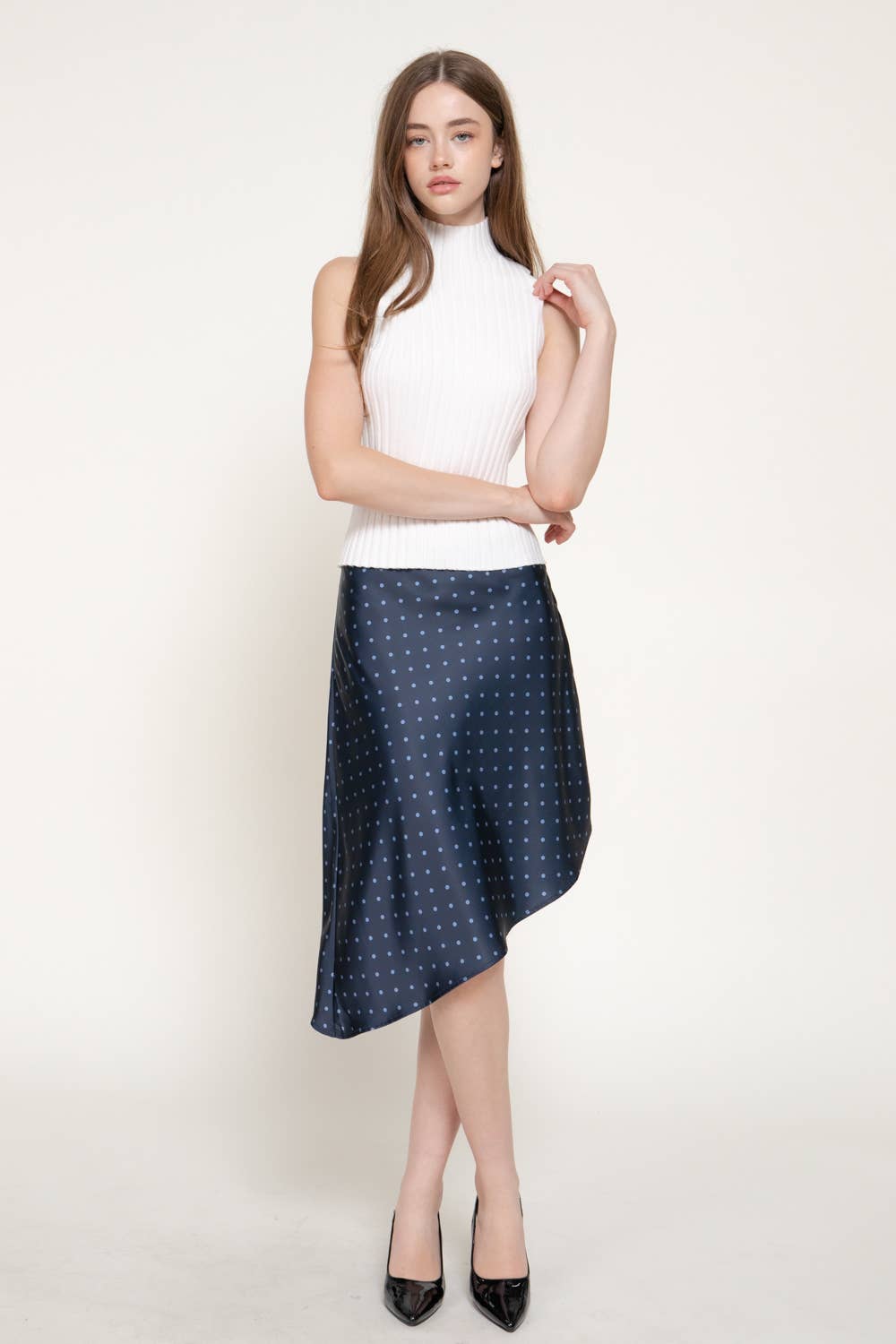 Navy Asymmetrical Skirt