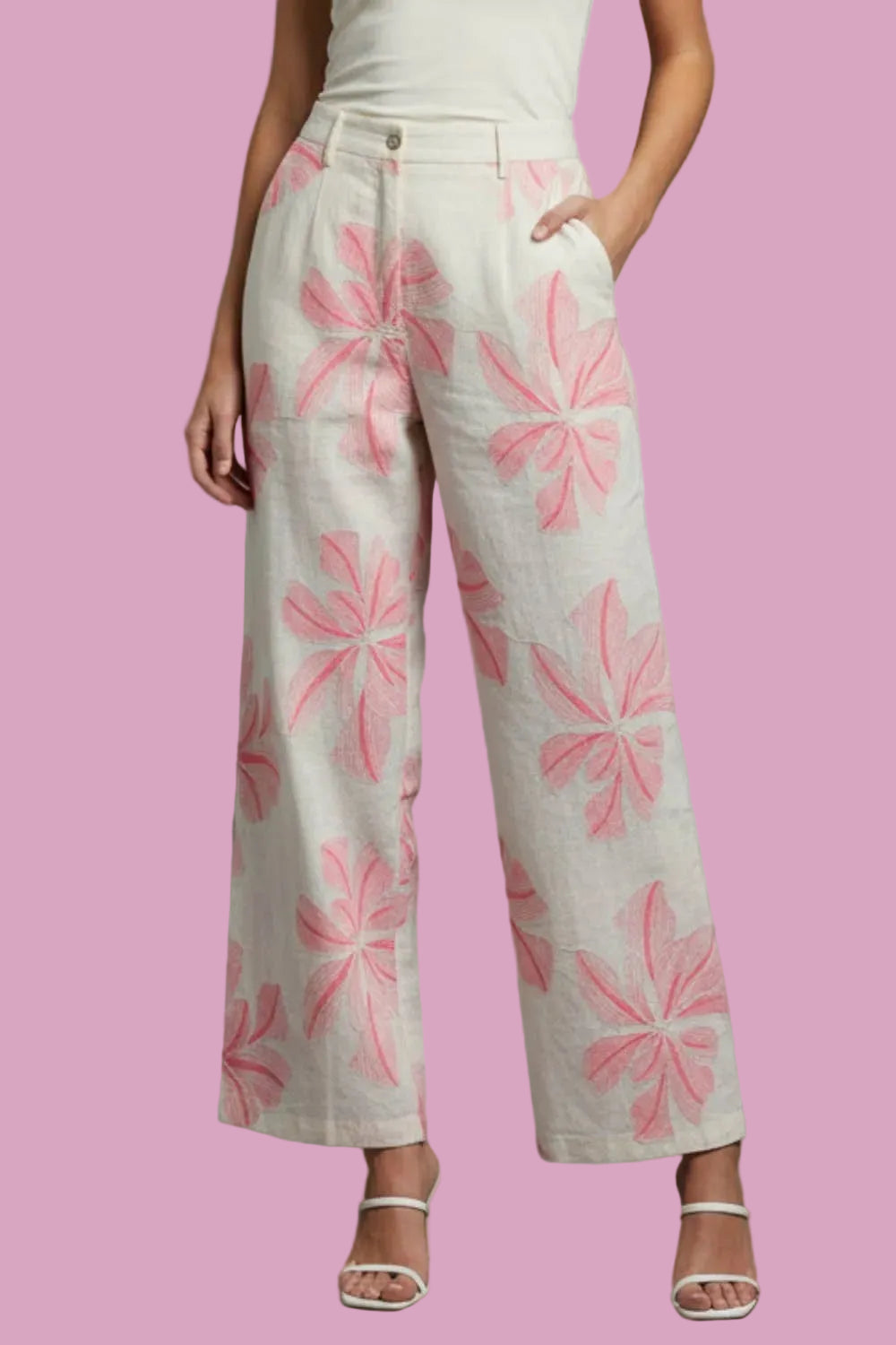 Floral Embroidery Pants