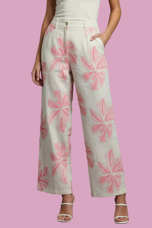 Floral Embroidery Pants