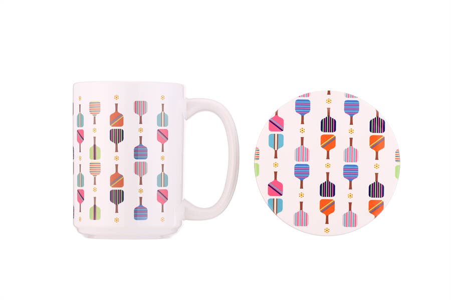 Pickle Ball Coffee Mug and Coaster 