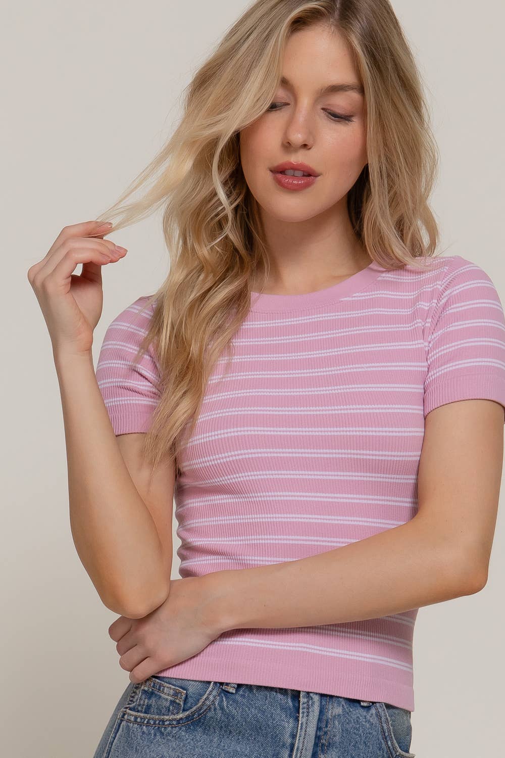 Pink Striped Top