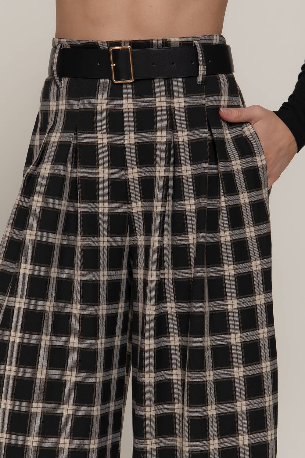 Plaid Wide Leg Pants