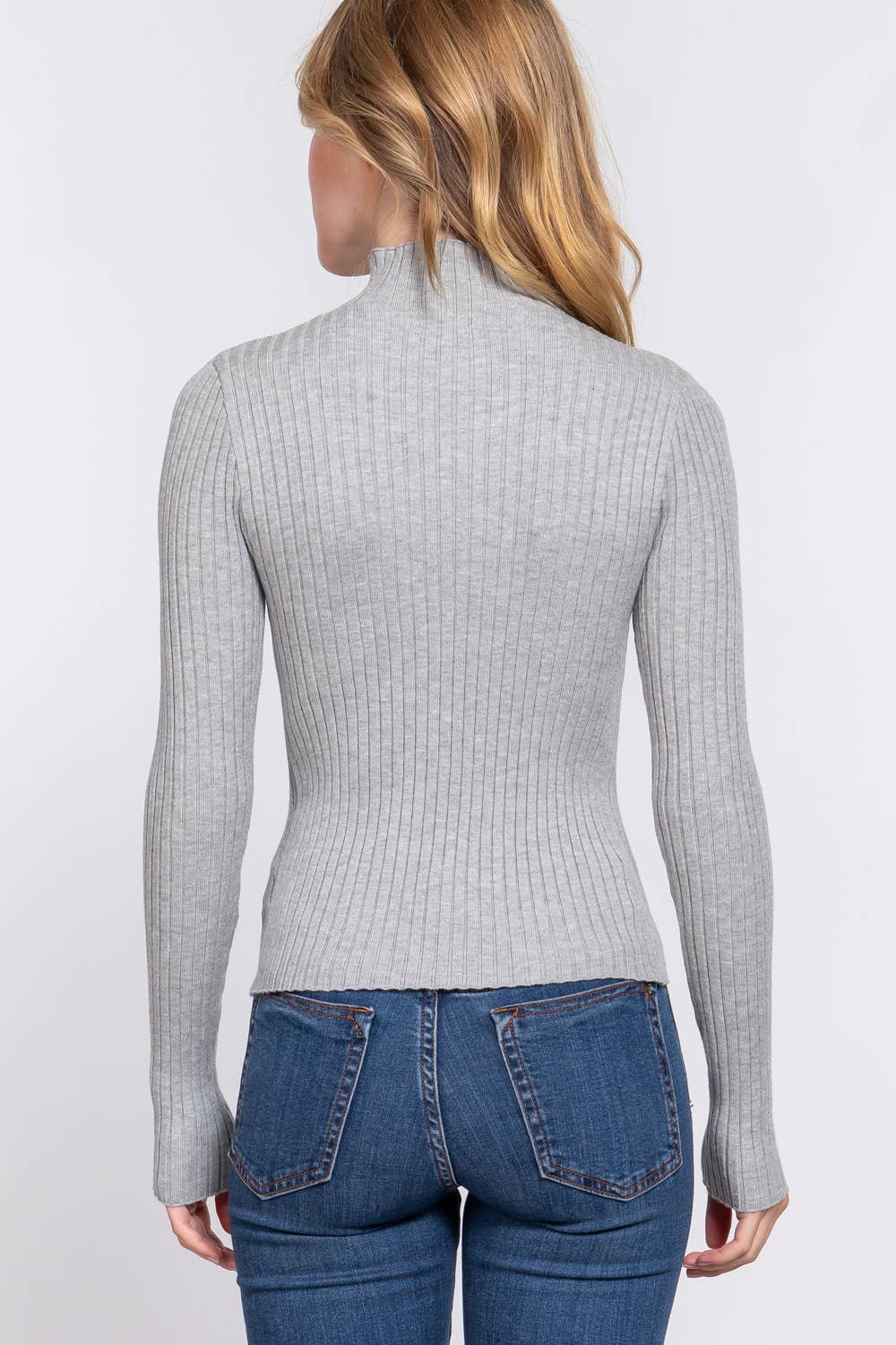 Long Sleeve High-Neck Fitted Sweater