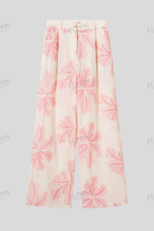 Floral Embroidery Pants