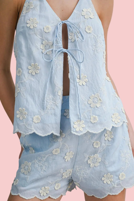 Alexa Embroidered shorts set