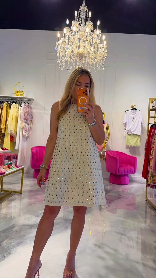 Linen Sequin Mini Dress